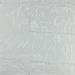 Large Vintage Translucent Hawaii Map Souvenir Scarf White Rayon & Nylon Square
